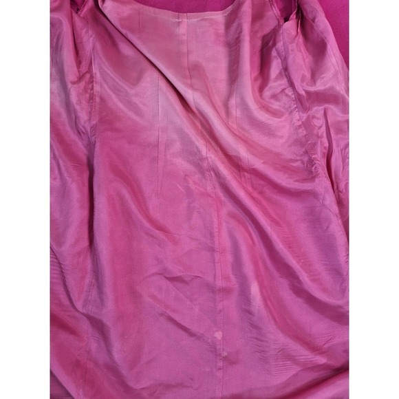 Vintage 80s/90s Hot Pink Button Front Power Dress Medium 10 - Picture 7 of 11